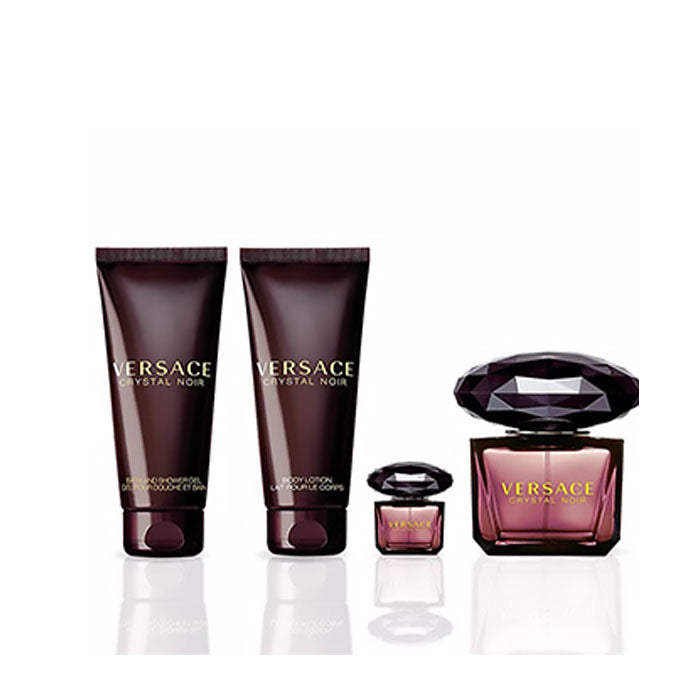 VERSACE CRYSTAL NOIR COFANETTO Eau de Parfum 90 ml + latte corpo 100 ml + gel bagno e doccia 100 ml + Eau de Parfum 5 ml