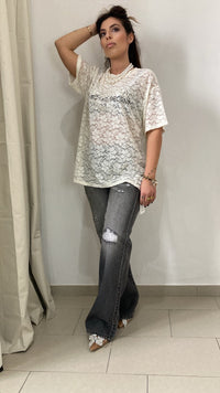 Maglia in pizzo taglia unica